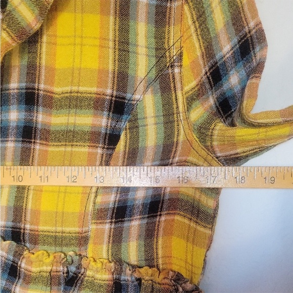 Free People We The free Women’s Yellow Plaid Cropped Top jacket Size XS - Picture 4 of 12